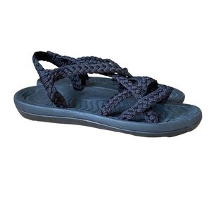 Woman's Megnya Black Woven Braided Strappy Slip On Flat Sandals Size 10